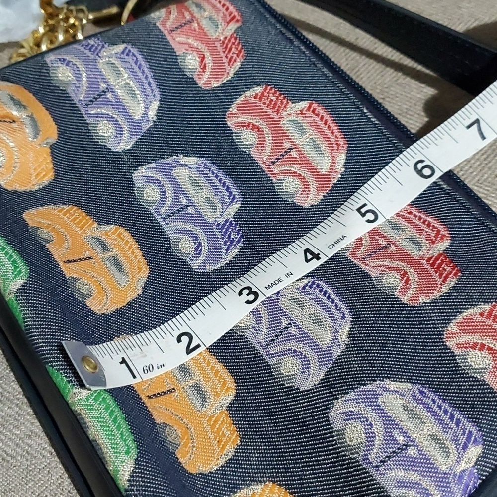 VINTAGE BRACCIALINI BAG W CARS WOMENS SHOULDER BAG SMALL BLUE RED ORANGE - Picture 14 of 16